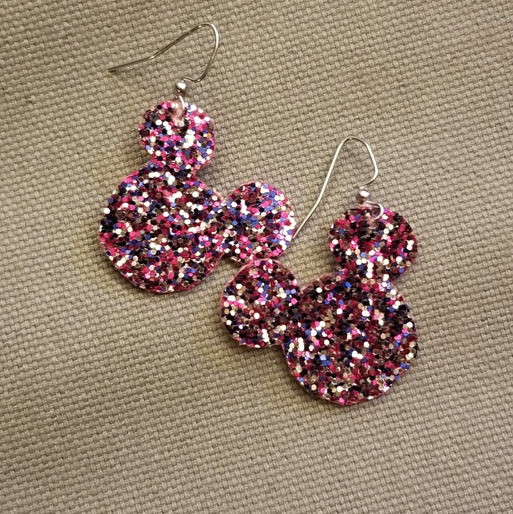 FUN Chunky Glitter Mouse head earrings! - Picture 1 of 4